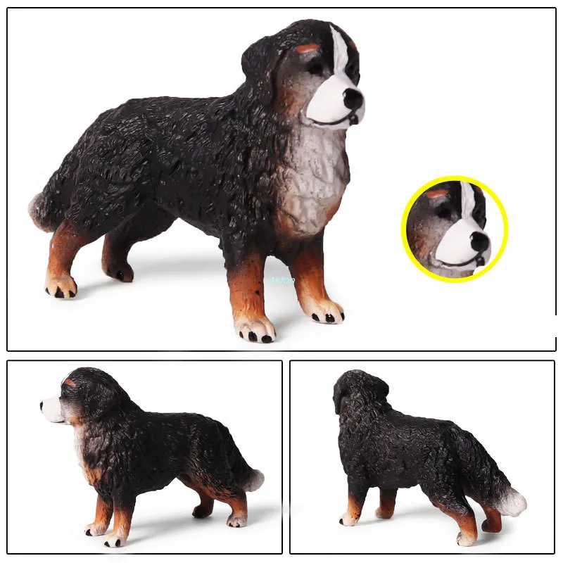

2" Cute Puppy Statue Simulation Bernese Mountain Dog ABS Home Decor Birthday Gift Action Figure Collectible Model Toy 5CM B361