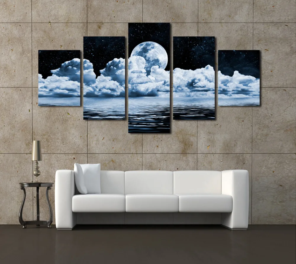 Настенная картина абстрактная Луна 5 панелей|art for walls|canvas wall artwall art |