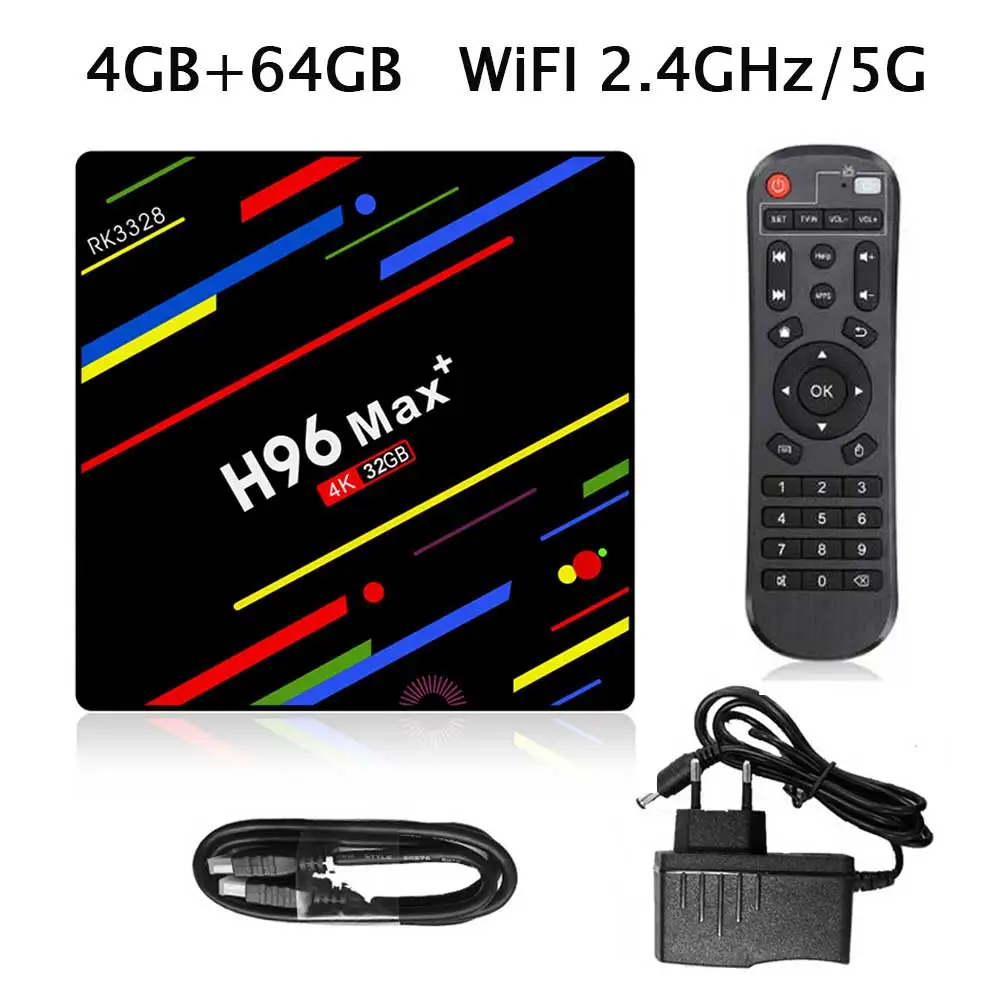 4GB 64GB WiFi2.4G5G ТВ-приставка H96 MAX Plus Android 8,1 4 ГБ 32 ГБ 64 Гб смарт-приставка RK3328 четырехъядерный процессор 5G Wifi 4K H.265 H96 Pro приставка - Цвет: 4GB 64GB WiFi2.4G5G
