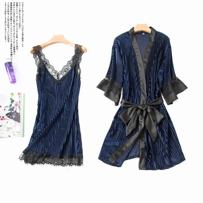 Роскошный женский вельветовый пижамный комплект из 2 предметов осенне зимний