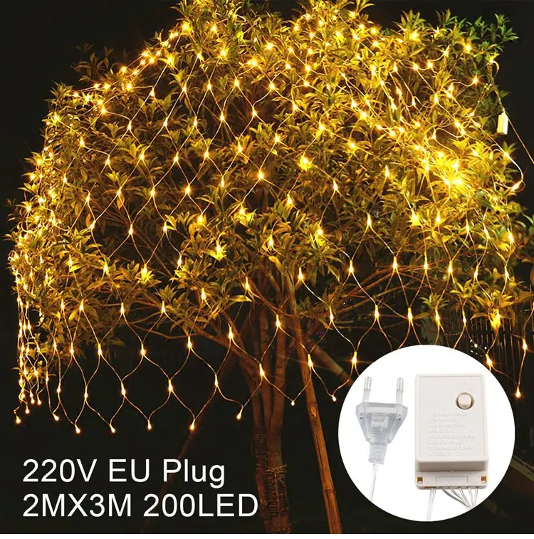 LED 3mx2m QIFU светодиодная гирлянда из медной проволоки, светящаяся каюта, рождественская подвеска, Рождественское украшение для дома, украшения для рождественской елки - Color: LED 3mx2m