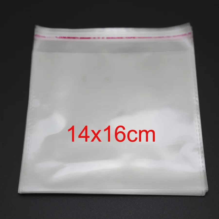 60pcs 14x16cm Много прозрачных целлофановых пакетов для виолончели, пластиковых OPP карт, дисплея, самоклеющихся, кожуры, уплотнения - Цвет: 60pcs 14x16cm