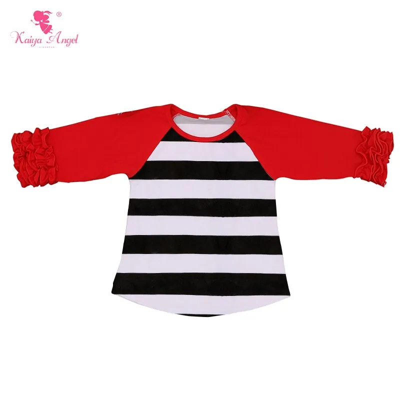 Рубашки реглан с оборками для маленьких девочек повседневные рубашки на День