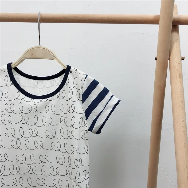 T-shirt Распродажа, летняя футболка для маленьких мальчиков повседневные стильные детские топы, детские белые футболки, дешевая одежда для мальчиков летняя полосатая футболка для малышей - Цвет: T-shirt