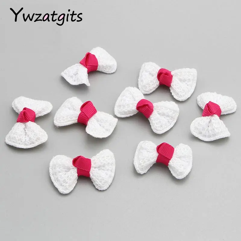 C11 White 12pcs Ywzatgits мульти вариант смешанные цвета горошек банты из органзы Девушки Бутик мини волос лук головные уборы DIY ремесло одежды YB0807 - Цвет: C11 White 12pcs
