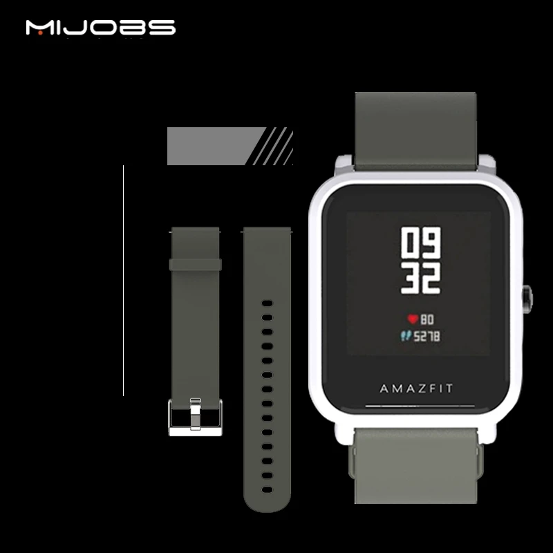 20 мм ремешок для Amazfit Bip/Lite Молодежная версия Smartwatch Замена для мужчин t силиконовый ремешок для мужчин женщин черный синий зеленый белый красный розовый