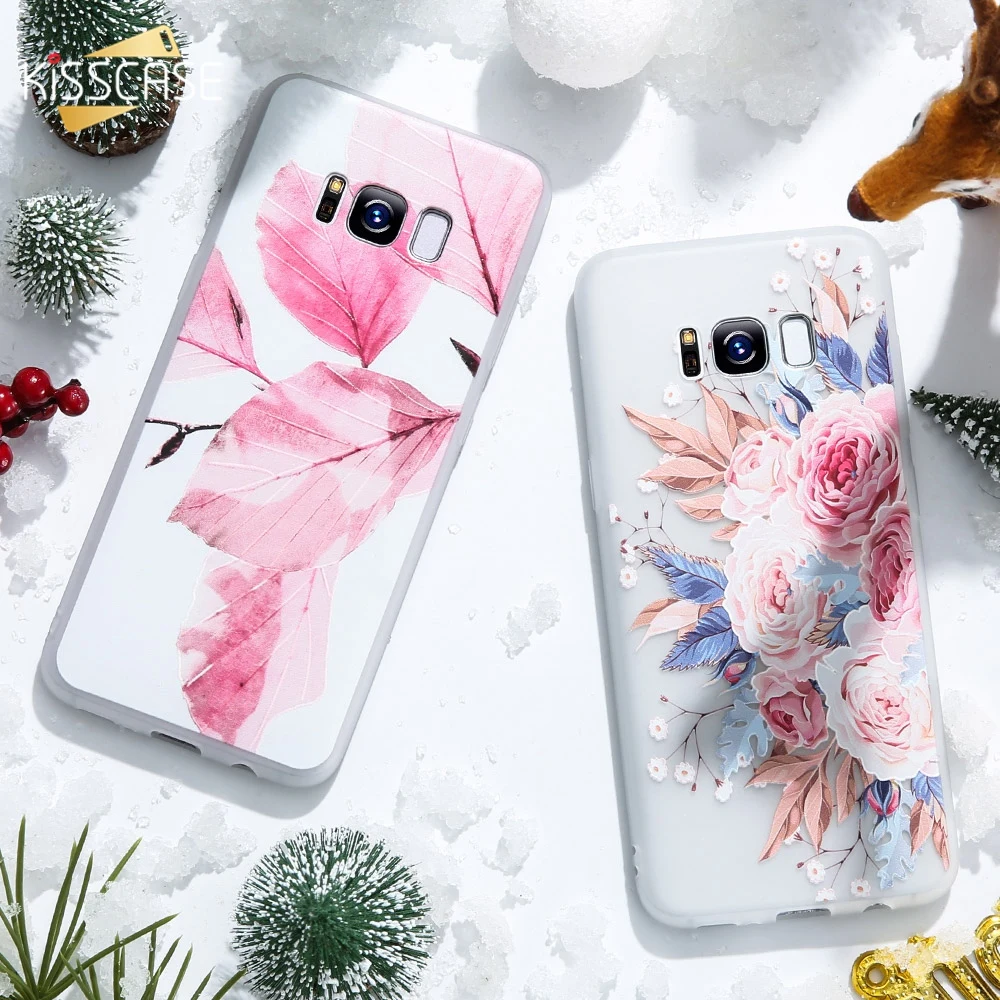 Kisscase чехол для самсунг Galaxy A3 A5 A7 A8 плюс 3D выбивает цветок мягкий чехол для самсунг S8 S9 плюс S7 край крышки чехол на самсунг j3 a5 S8 S9 S7