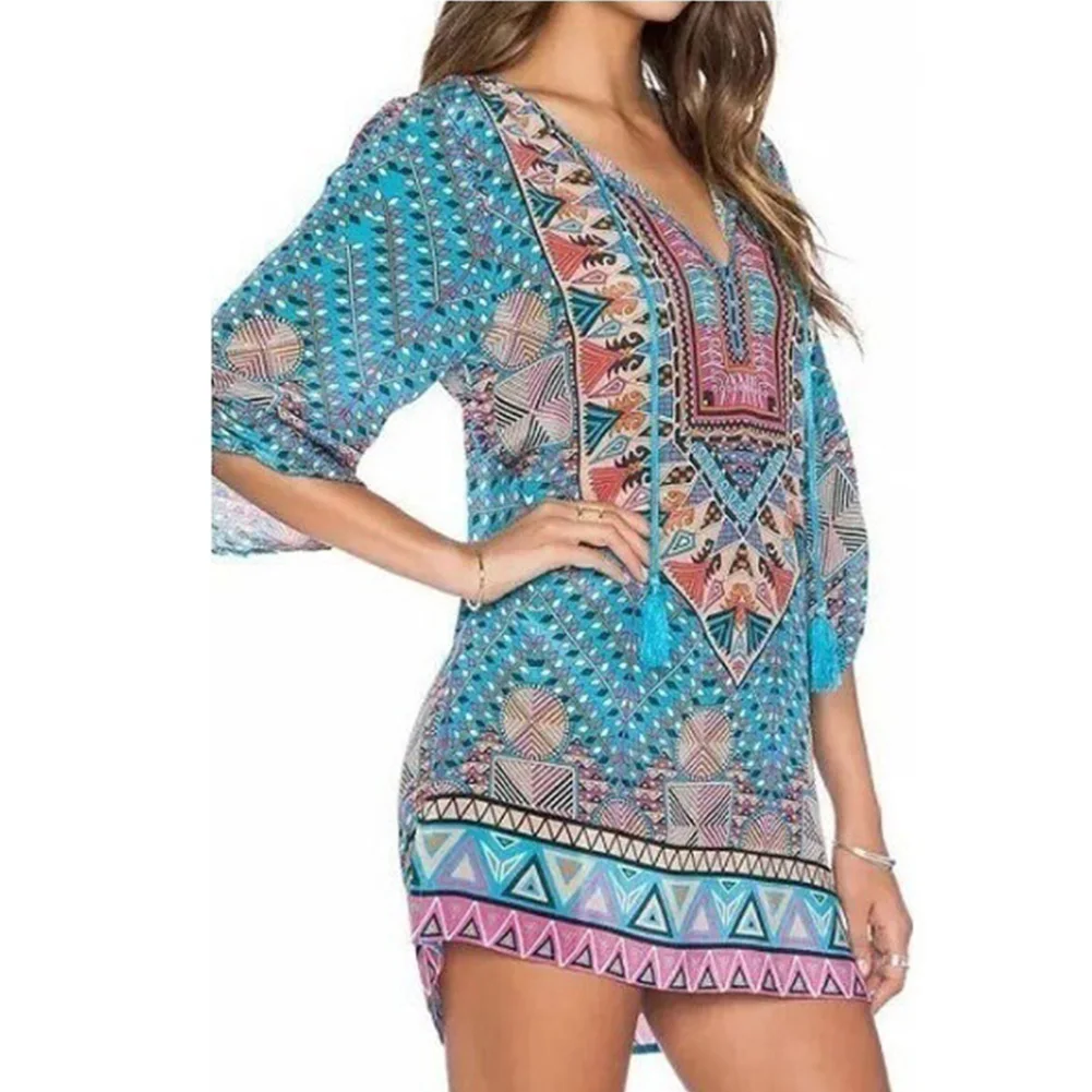 Лидер продаж для женщин летние Винтаж повседневное Элегантный Богемный Mid