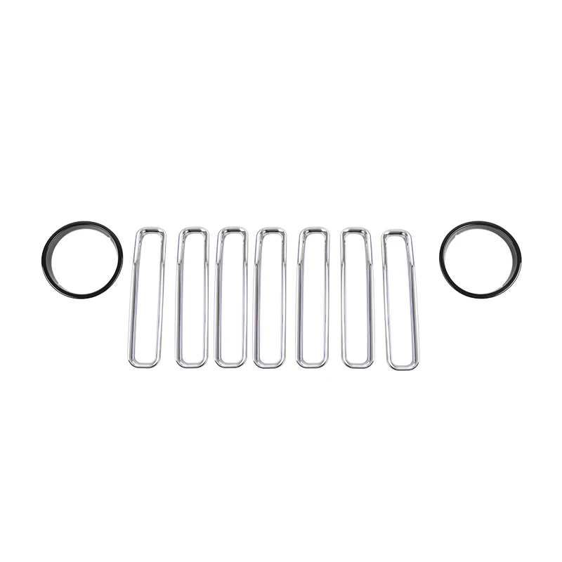 Chrome Ring Set SHINEKA гоночные грили наборы для Jeep Wrangler TJ 1997-2006 ABS красочная вставка сетка гриль оболочка Хром Передняя TJ решетка крышка - Цвет: Chrome Ring Set
