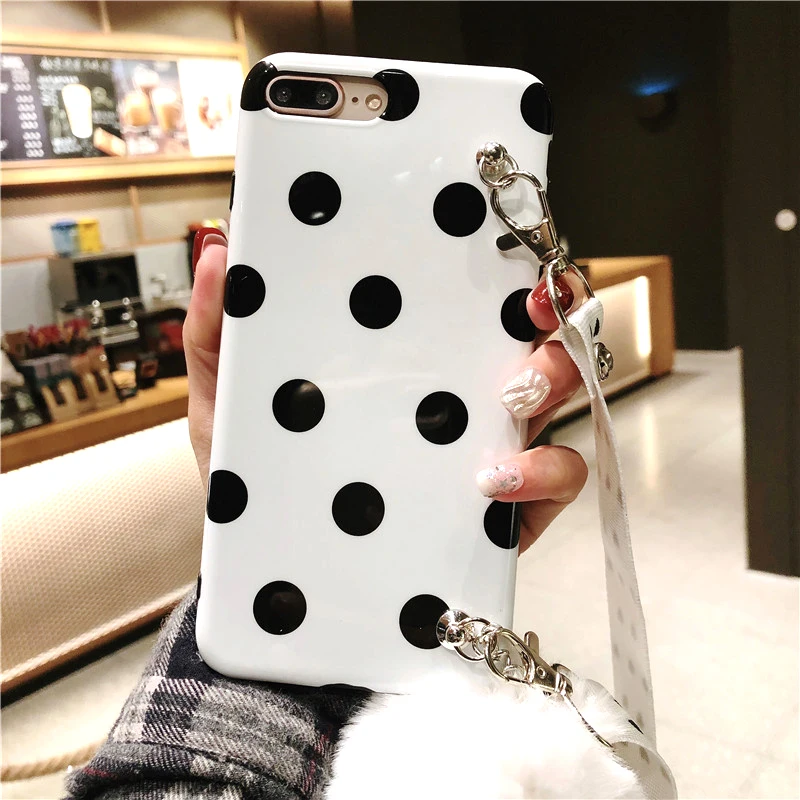 Для iphone 8 8plus Ретро Чехол в горошек + закаленное стекло экрана Flim Xs X 7 7plus 6 6s P Fudas