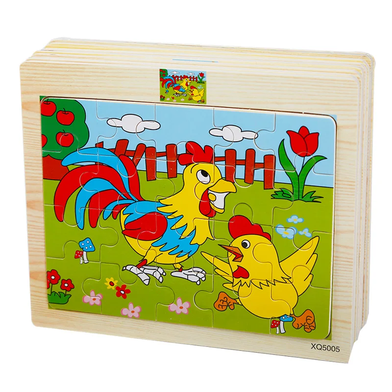 Деревянный обучающий пазл Монтессори с животными игрушки для детей раннего