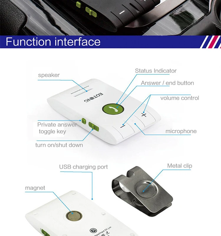 Автомобильный динамик bluetooth FM передатчик Громкая связь MP3 аудио адаптер, автомобильный набор свободные руки, Поддержка соединяет два телефона воспроизведение музыки с помощью CDEN