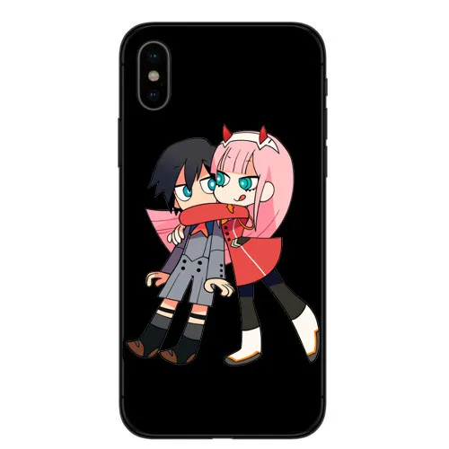 Dois querida na FRANXX anime Zero Two DIY Pintado Bonito Acessorios Do Telefone para o iphone X 8 7 6 5 4 Plus Мягкий чехол из ТПУ |