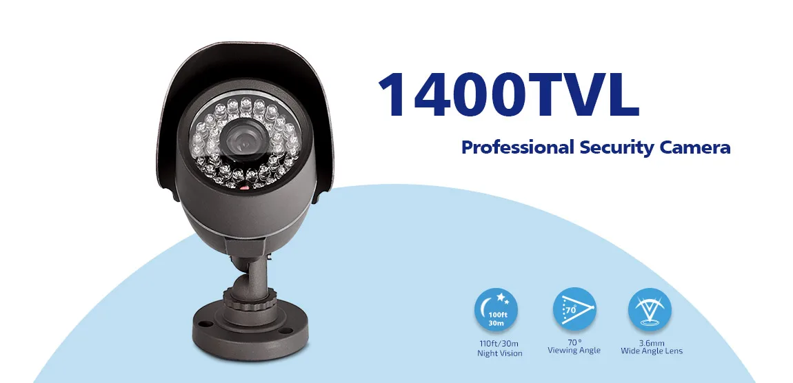 Камера видеонаблюдения Defeway HD CCTV камеры 1/4 '' Камера 1400TVL ИК-Cut ночного видения CCTV Indoor / Outdoor HD 720P безопасности