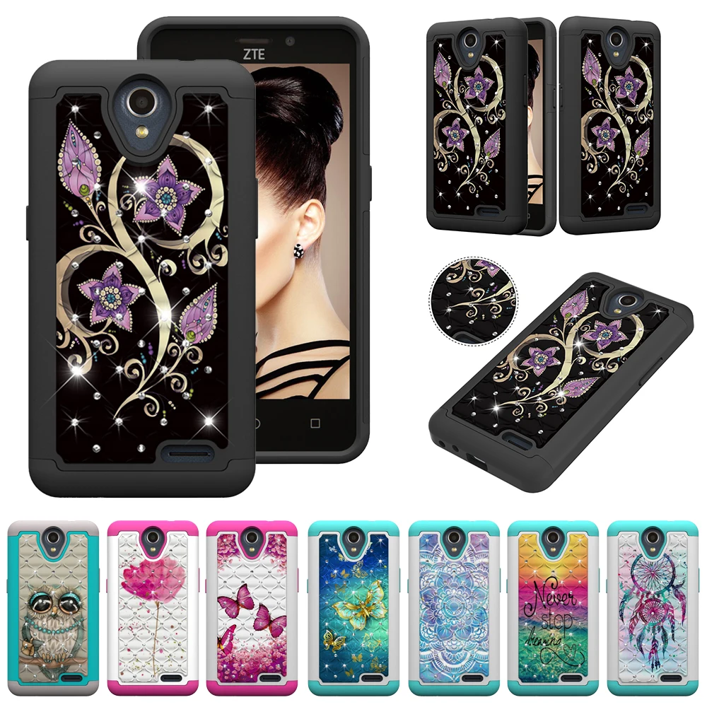 Diamond Glitter Phone Case for ZTE N9136/Prestige 2/Maven 3/Prelude Plus/Overture 3 Cover Mandala Peacock Flower butterfly Funda |