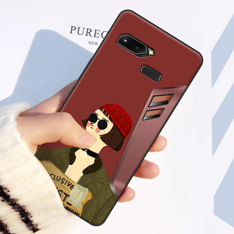 Для ASUS ПОГ игры Чехол для телефона PureColor пары Стиль роспись Мягкий чехол из ТПУ |