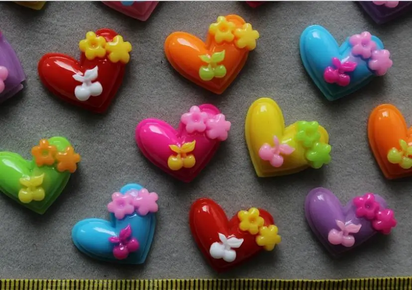 

Набор из 100 штук милых сердечек из смолы с плоской задней стороной-DIY Скрапбукинг, лук для волос и цветочные центры
