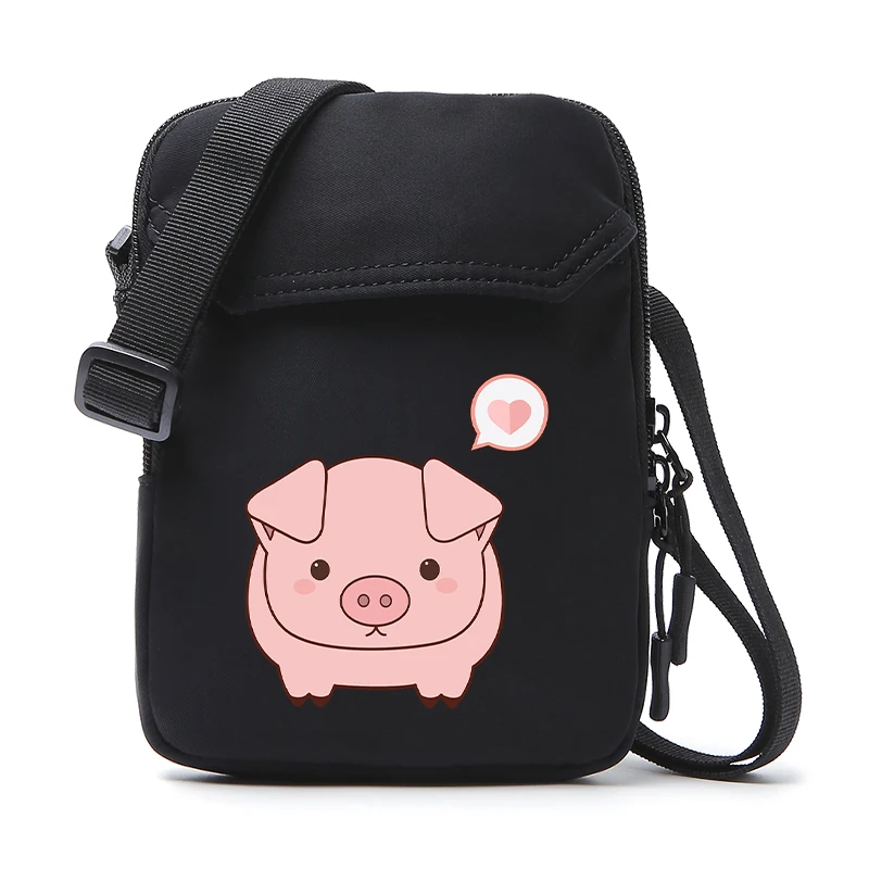 pig 2 black APP BLOG, брендовые Мини повседневные маленькие сумки-мессенджеры с розовой Свинкой, вечерние сумочки, известный дизайнер, сумки на плечо для женщин, девушек, студентов - Цвет: pig 2 black