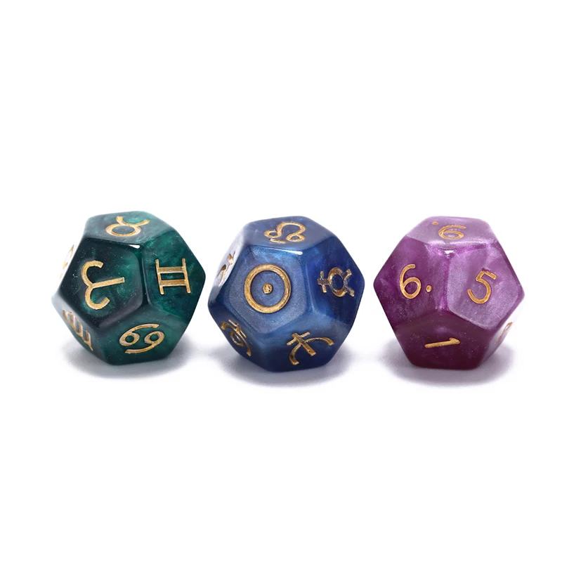 

For Constellation Games Entertainment Creative Astrological Dice Set Multi-Faceted Resin Dice 20mm 3Pcs