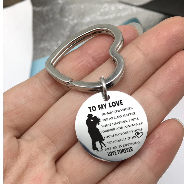 Брелоки для пар Нержавеющая сталь c выгравированными буквами цепочки кольца