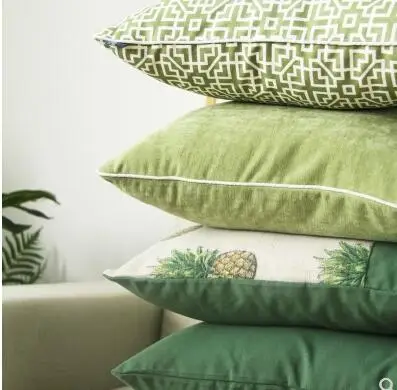 Простой свежий зеленый наволочки ананас Подушка для спины над гостиной