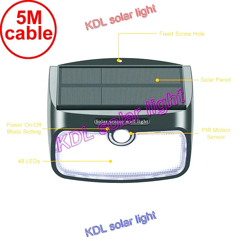 

48 leds split solar panel indoor Light PIR motion radar smart LED Solar lamp outdoor for home Garden Back Door Step Stair Fen 5M