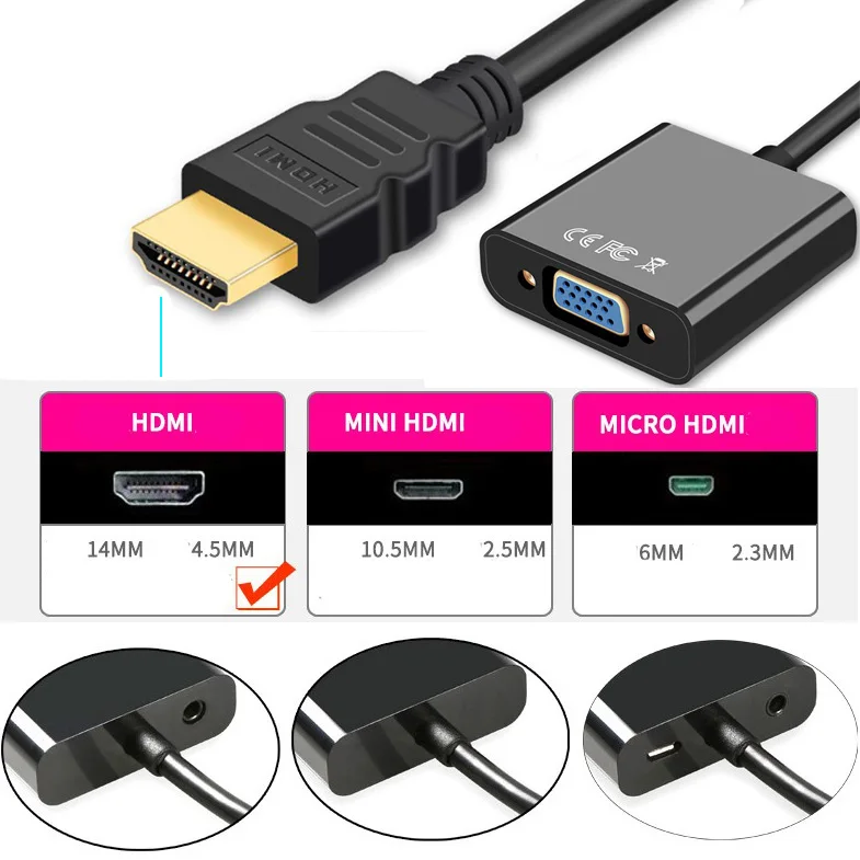 Адаптер hdmi-vga 1080 P цифро-аналоговый видео аудио для ПК ноутбука планшета мужчин конвертер с разъемом адаптер