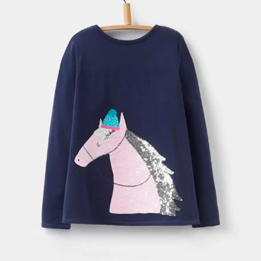 Little maven/детская брендовая одежда для маленьких девочек; Новинка г.; Осенняя хлопковая футболка с длинными рукавами и принтом животных для девочек; 51130