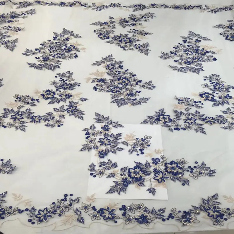 2019 High Quality French 3D Tulle Beaded African Lace Fabric Embroidered Nigerian Fabrics with stones For Women dress QG926 | Дом и сад