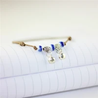 ceramic beads charm anklets for women strap bracelet rope adjustable chain jewelry bells pendant porcelain bracelets accessories
