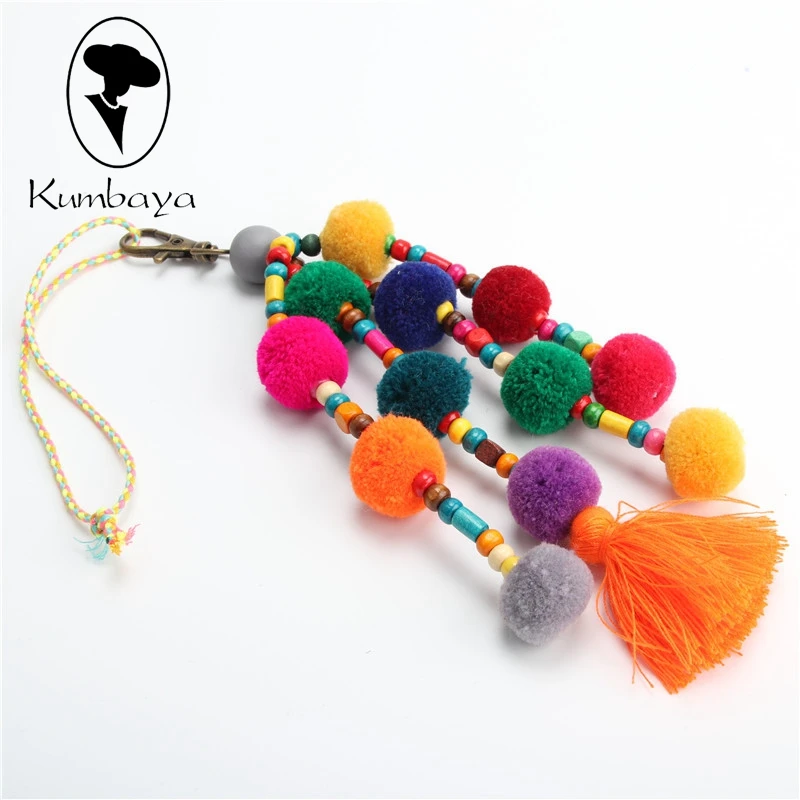 Красочные Hairball Pompones брелок пом poms Для женщин сумка Подвески кисточкой богемный