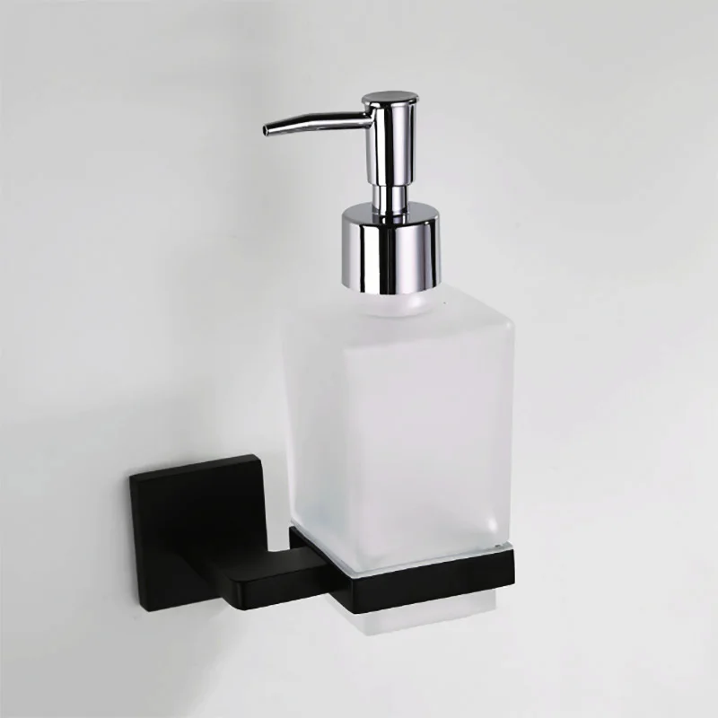 

Chrome Liquid Soap Dispenser Holder Black Matte Glass Bottle Hand Brass Shampoo Shower Soap Dispenser Pump for Bathroom Kitchen