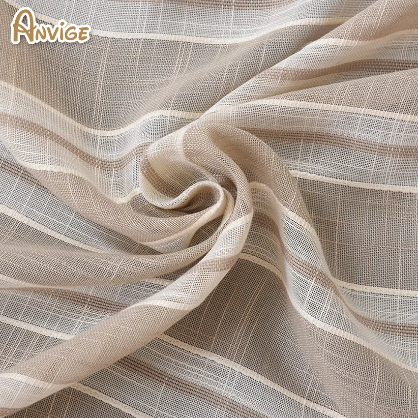 Хлопок/лен ткань современная полосатая драпировка Просвечивающая чистая