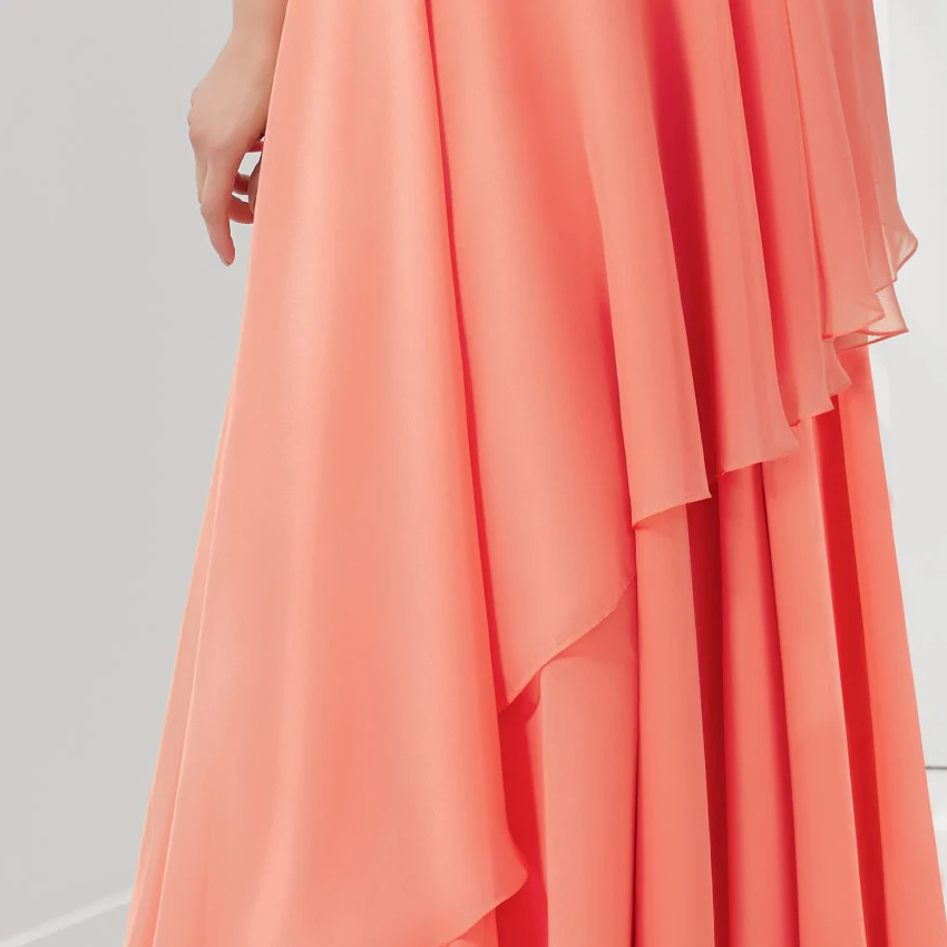 Новое Прибытие Вечерние Платья Длинные 2017 сшитое Coral Sexy Шифон Милая Для Свадьбы |