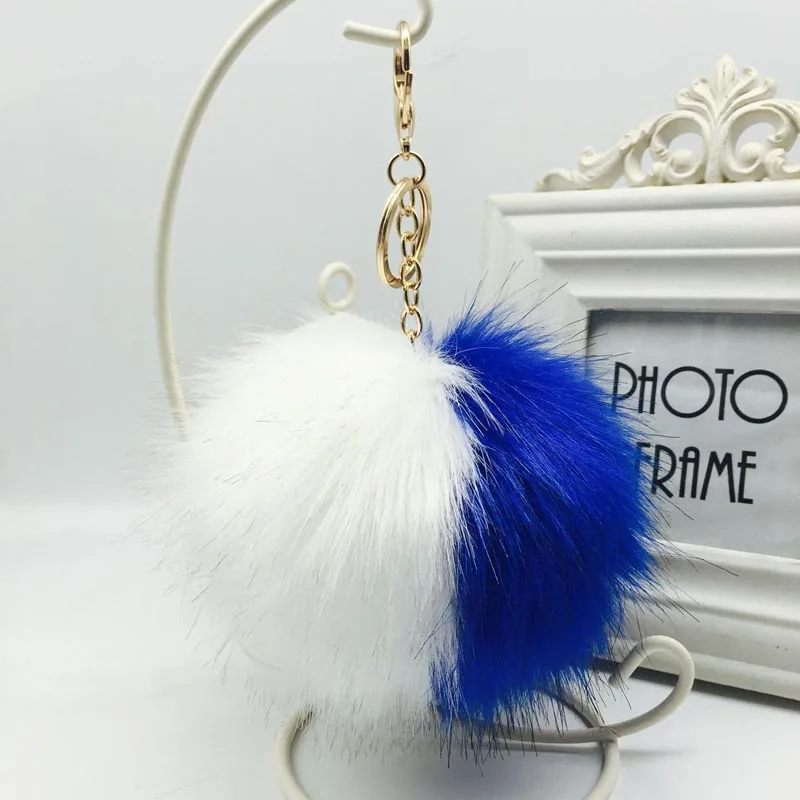 

Hot Sale Gift Cute Fox Fur Ball Fluffy Keychain Car Key Chain Ring Pendant For Women Bag Jewelry Charm Key Holder EH779