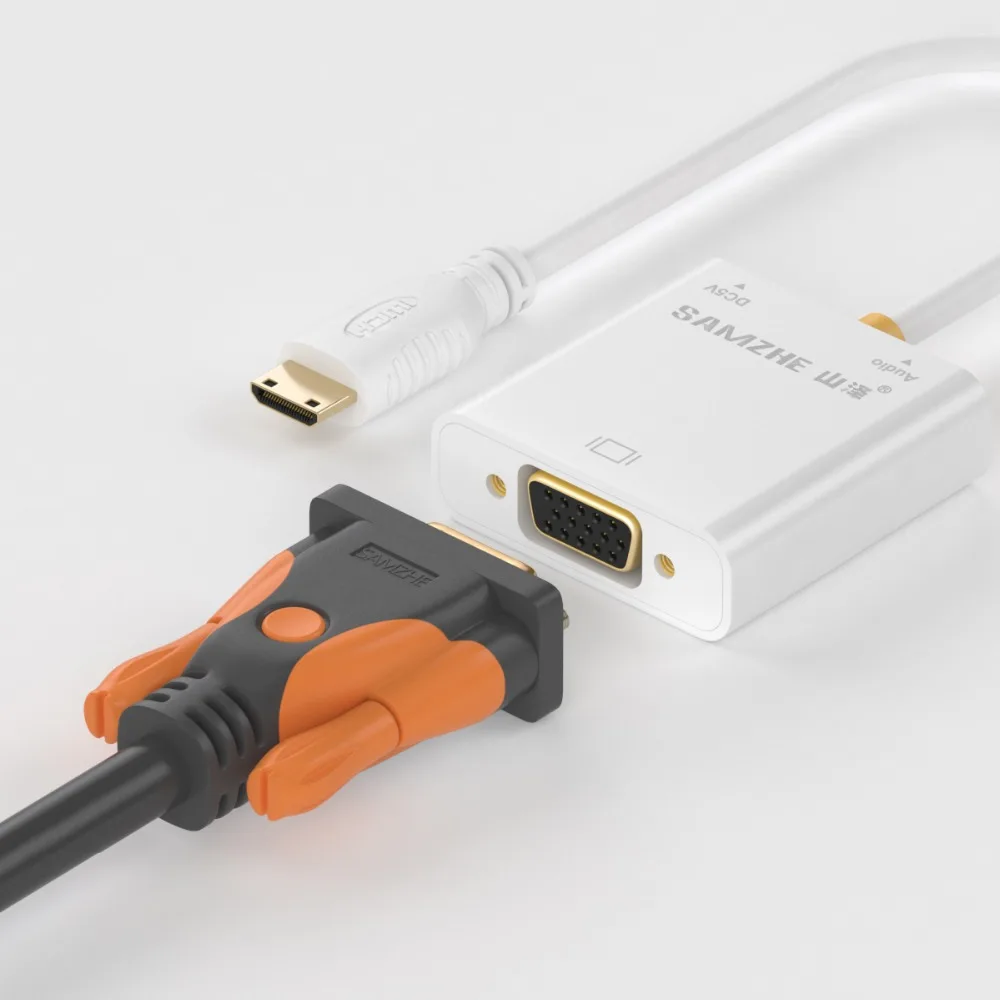 SAMZHE 1080 P активный мини HDMI к VGA конвертер мужчин и женщин кабель адаптер