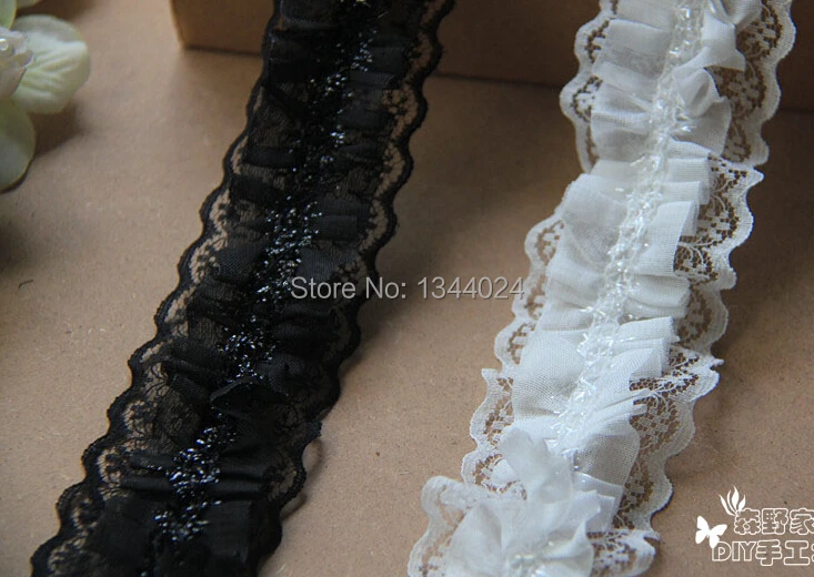 Hot Sale 10 Yards High Qulity Handmade Beautiful Black White Chiffon Lace Trim | Дом и сад