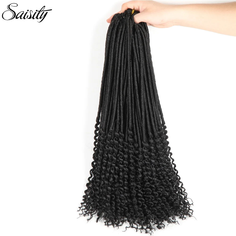 Saisity крючком богиня locs вязание крючком косы искусственные локоны в стиле crochet волос Синтетические пряди для наращивания волос Плетение волос кудрявый дредлоки 18"
