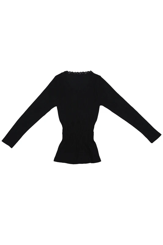 Women Round Neck Thermal Set Winter Tops&ampPants Long Johns Pajama Sets Black | Женская одежда