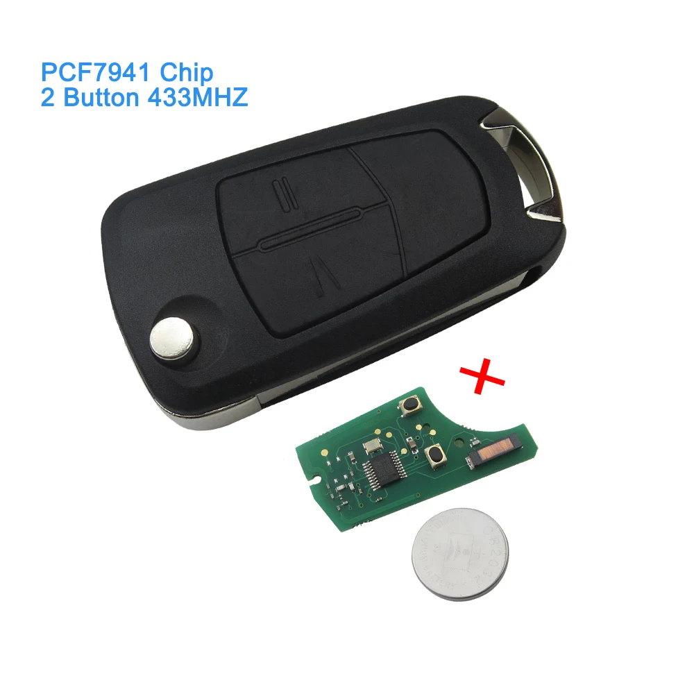 OkeyTech для телефона 2 кнопки чип PCF7941 433 МГц складное управление Vauxhall OPEL Astra H 2004 2009