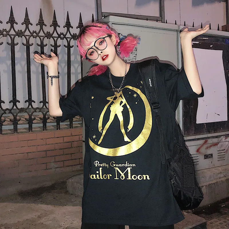 Новая летняя женская футболка с мультяшным рисунком свободная Tumblr хипстерская