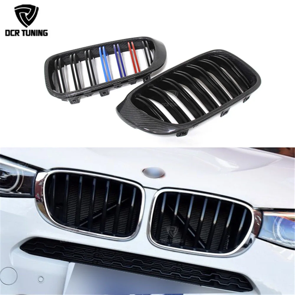 Двойной рейки углеродного волокна передняя решетка для BMW серии X X4 F26 и X3 F25 2014 2015