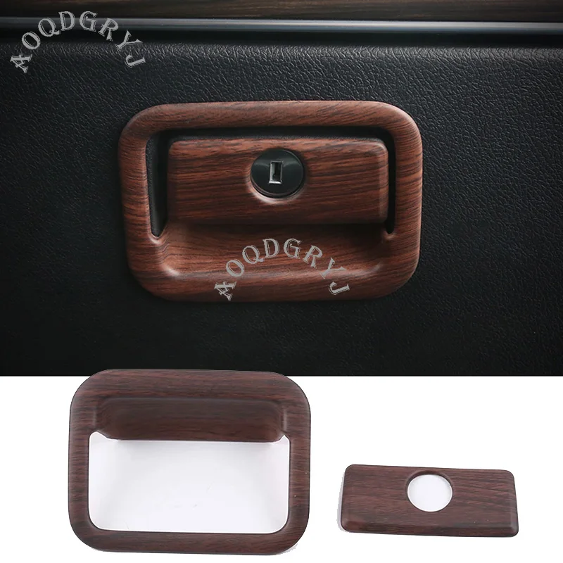 Matte Peach wood grain texture Glove box handle trim cover 2pcs For Toyota Land Cruiser Prado FJ150 2010-2019