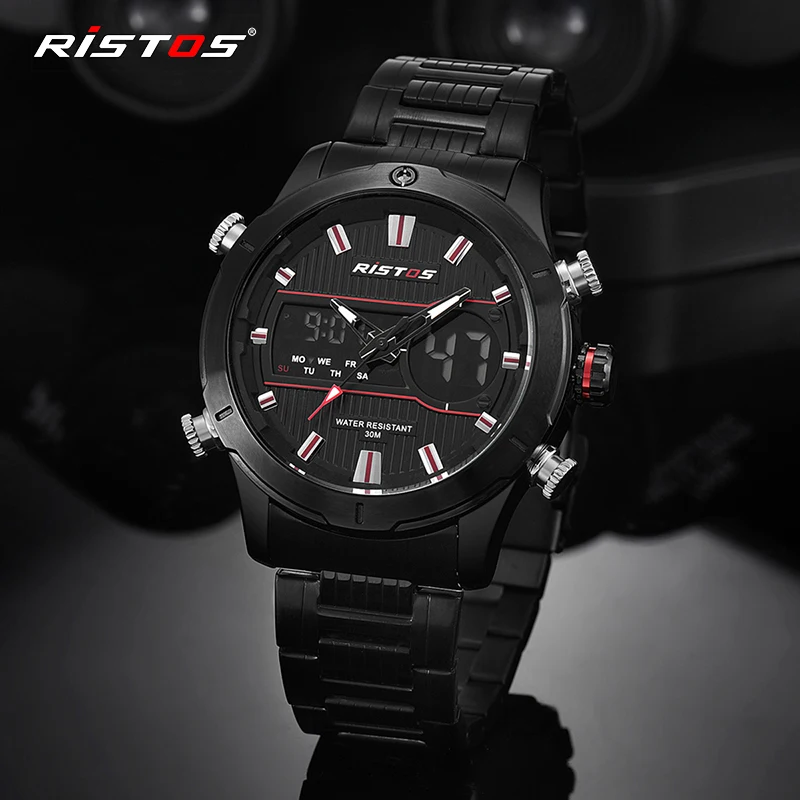 RISTOS Спорт цифровые часы Для мужчин военные электронные наручные светодио дный