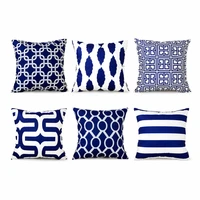 geometric decorative throw pillow cases cushion covers navy blue for sofa seat chair microfiber decorative 45x45 cm