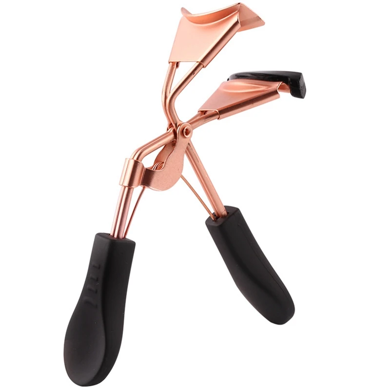 

HOT 1PCS Woman Rose Gold Eyelashes Curler Supplementer Clip with Black Handle Eyelash Curler Replacement Pads Makeup Tools