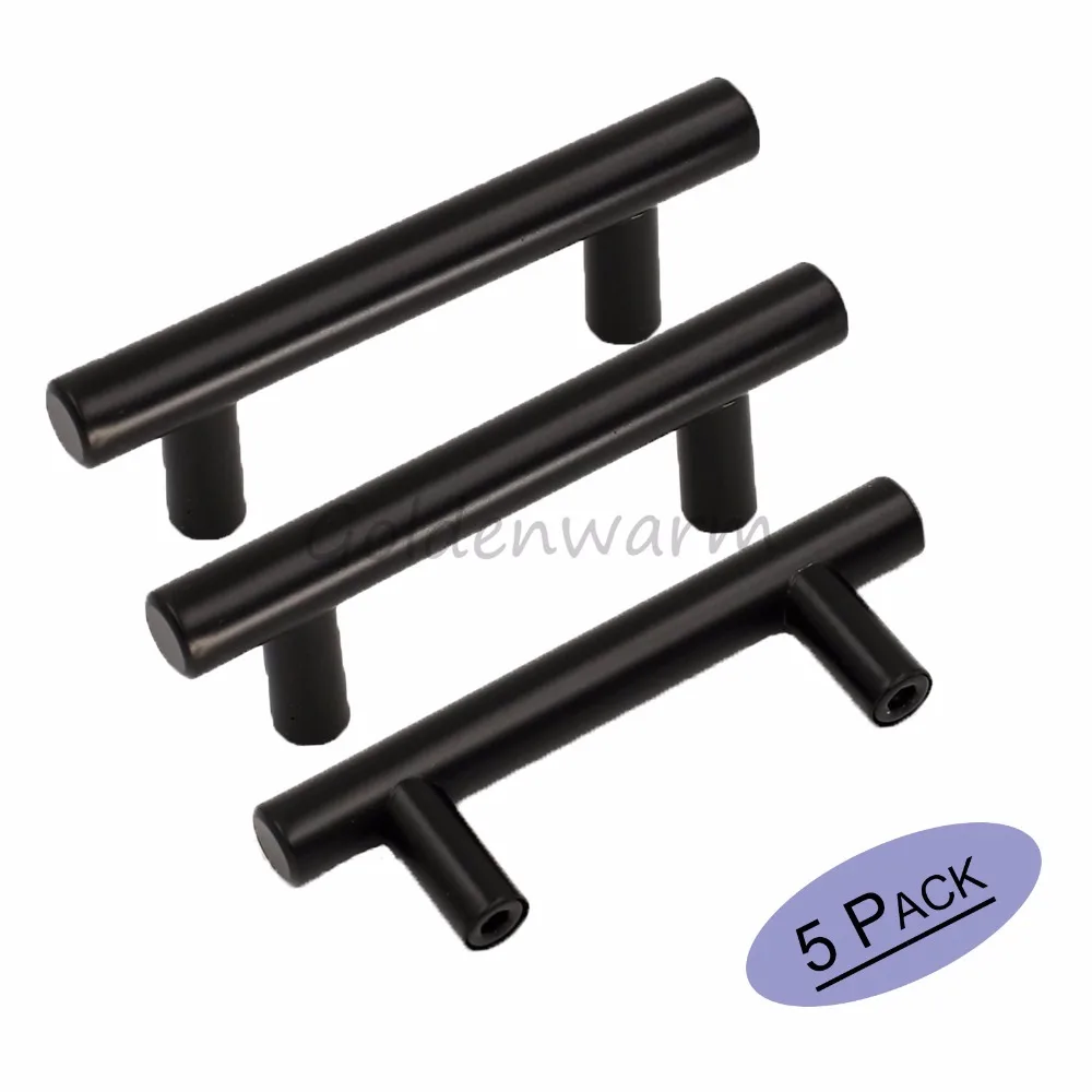 Ручки для шкафов из нержавеющей стали черные отверстия центров 2 1/2 дюйма ~ 10