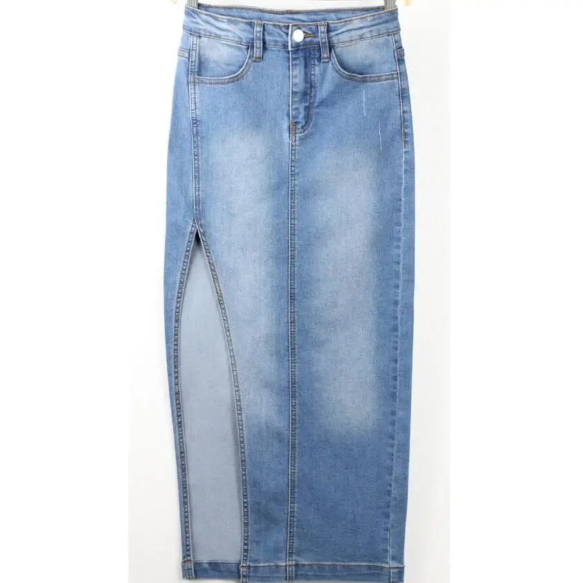 Женская длинная джинсовая юбка повседневная свободная с высокой талией|Женские