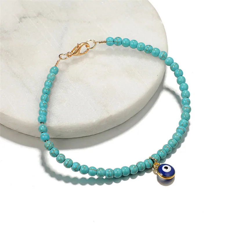Модные летние ножные браслеты в стиле ретро с голубым дьявольским глазом