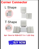 5 шт. 6Pin 6-Pin RGB CCT разъем для светодиодной ленты 6 pin 12 мм ширина 1-Way или 2-Way Solderless адаптер для RGB+ CCT светодиодные ленты